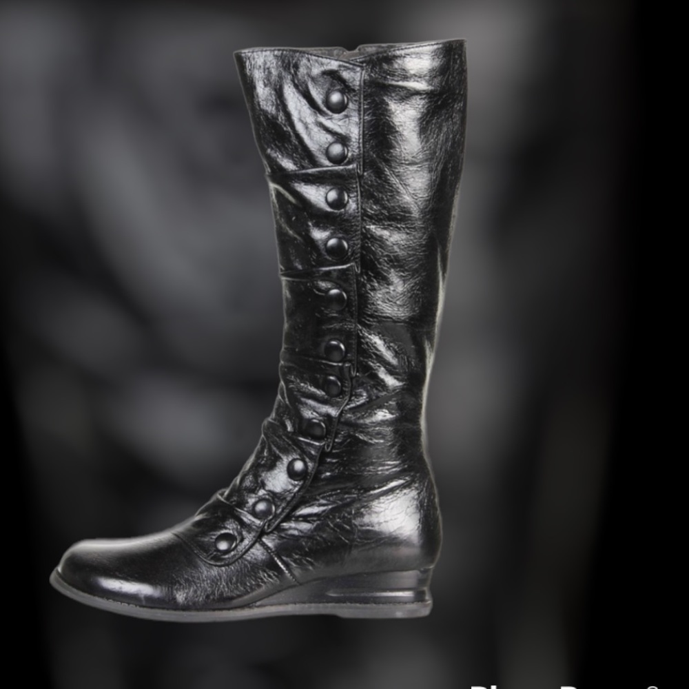 Miz Mooz Bloom Wedge Boot Black Leather size 8